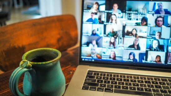 Zoom call with coffee
