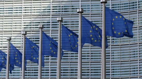 EU flags at the European Commission Berlaymont building